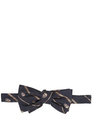 Alexander McQueen Skull & Stripes Silk Bow Tie