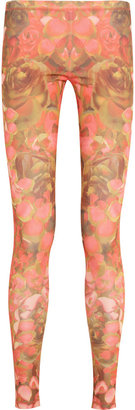McQ Floral-print stretch-sateen jersey leggings