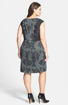 Adrianna Papell Lace Detail Cap Sleeve Sheath Dress (Plus Size) (Online Only)