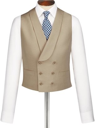 Charles Tyrwhitt Classic fit buff linen Morning suit waistcoat
