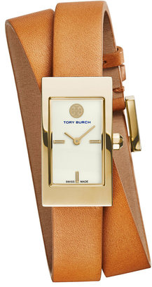 Tory Burch Watches Buddy Signature Double-Wrap Watch, Tan