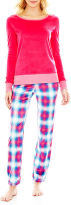 JCPenney Flirtitude Microfleece Long-Sleeve Tee and Pants Pajama Set