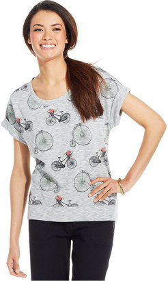 Style&Co. Sport Petite Short-Sleeve Printed Pullover