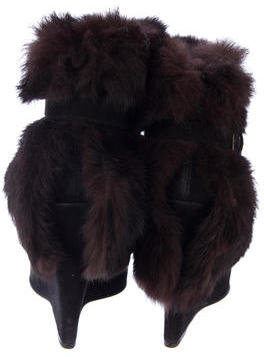 Opening Ceremony Fur Wedge Ankle Boots