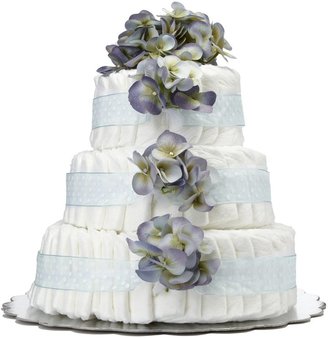 Bella Sprouts Three-Tier Diaper Cake - Blue Polka Dot Hydrangeas