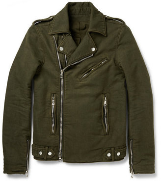 Balmain Washed Cotton-Twill Biker Jacket