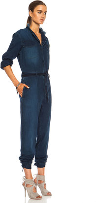 Band Of Outsiders Denim Collared Cotton Jumpsuit in Indigo