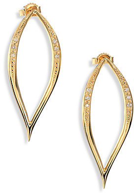 Mizuki Icicles Diamond & 14K Yellow Gold Double Curved Slice Drop Earrings