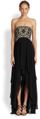 Sue Wong Embroidered Bodice Chiffon High-Low Gown