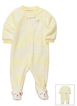 Carter's Baby Girls' Yellow Striped Terry Mouse Footie