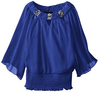Amy Byer Big Girls' Chiffon Top and Necklace