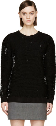 McQ Black Sequin Knit Crewneck Sweater