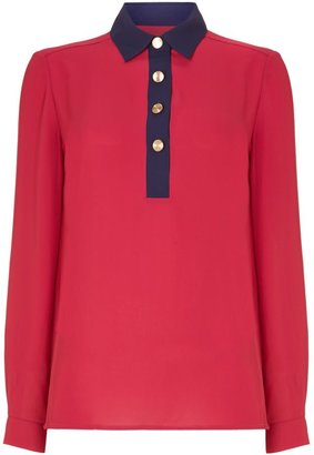 Adrianna Papell Lonig Sleeve Shirt Blouse With Collar