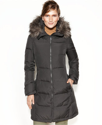 Calvin Klein Petite Hooded Faux-Fur-Trim Down Puffer Coat