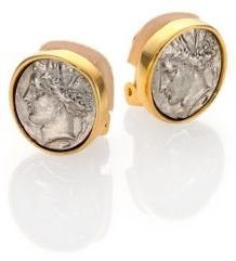 Kenneth Jay Lane Framed Coin Clip-On Button Earrings