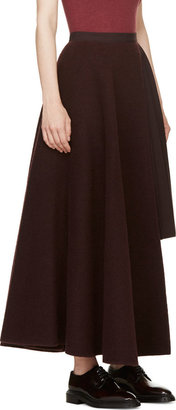 Yang Li Burgundy Layered Wool Skirt