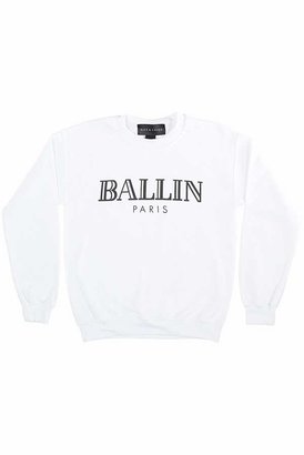 Alex & Chloe Ballin in Paris Sweatshirt in White/Black
