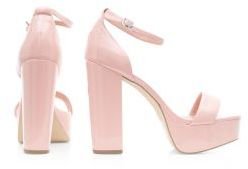 New Look Pink Patent Ankle Strap Platform Block Heels