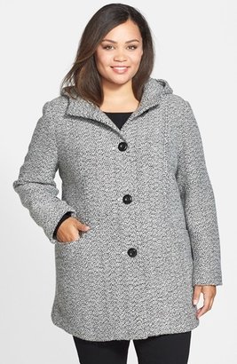 Gallery Hooded Tweed Coat (Plus Size)