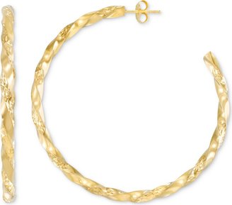 Macy's Diamond-Cut C-Hoop Earrings in 14k Gold Vermeil over Sterling Silver 2-1/4" (Also in Sterling Silver)