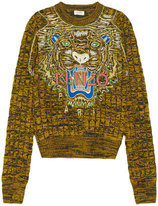 Kenzo Tiger-embroidered cable-knit wool sweater