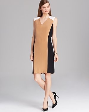 Magaschoni Silk Color Block Shift Dress