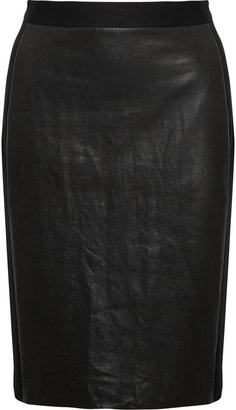 DKNY Leather and stretch-jersey skirt