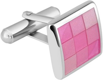 Forzieri Enamel Checked Silver Plated Square Cuff Links