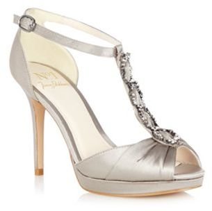 Jenny Packham No. 1 Silver 'Lorelai' jewel strap platform sandals