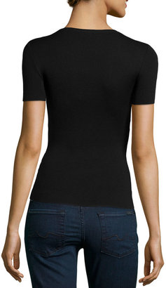 Michael Kors Scoop-Neck Short-Sleeve Cashmere Top, Black