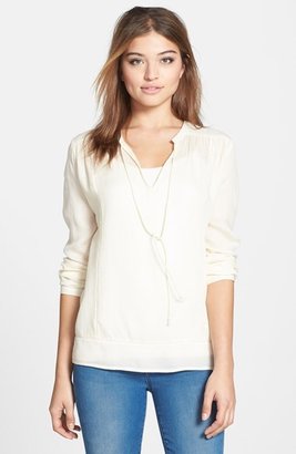 Lucky Brand Textured Peasant Blouse
