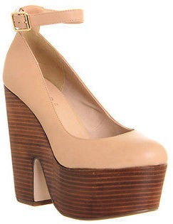 Womens Office Jitter Bug NUDE LEATHER Heels - Size 4