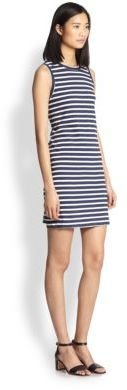 A.L.C. Twisted Cutout-Back Striped Cotton Dress