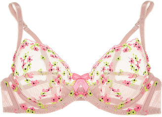 L'Agent by Agent Provocateur Clementina Embroidered Stretch-Tulle Underwired Bra