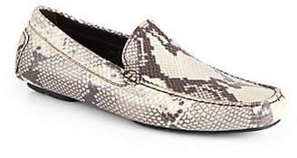 To Boot Snakeskin-Embossed Leather Driving Moccasins