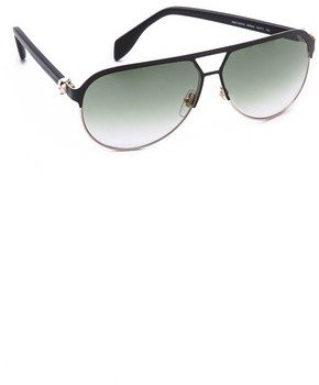 Alexander McQueen Flat Top Aviator Sunglasses