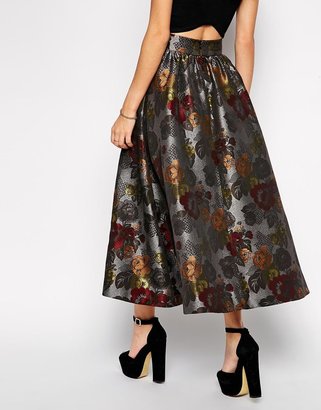 ASOS Premium Midaxi Skirt in Floral Jacquard