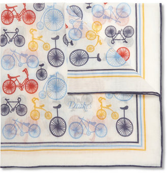 Drakes Bicycle-Print Cotton and Silk-Blend Pocket Square