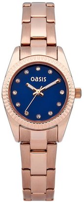 Oasis Blue Dial and Rose Gold Tone Ladies Watch