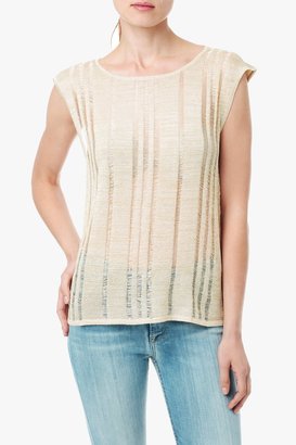 7 For All Mankind Drape Back Sweater In Blanc De Blanc With Gold Lurex