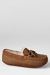 Lands' End LandsEnd Youth Shearling Canoe Moc Slippers-English Tan,7
