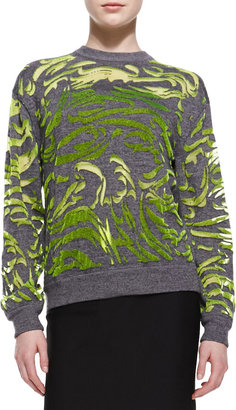 Alexander Wang Paisley-Flocked Pullover Sweater
