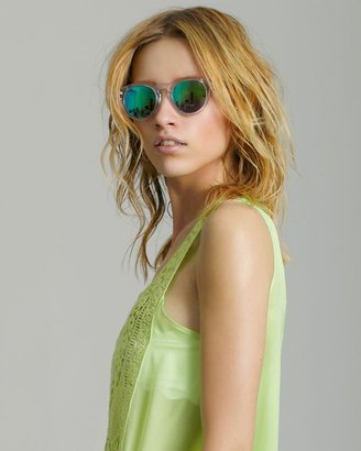 Illesteva Leonard Mirrored Lense Sunglasses: Clear/Green