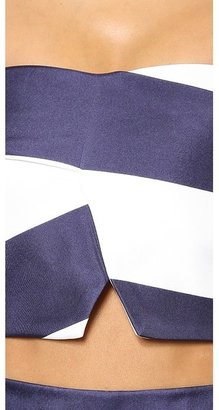 Nicholas Navy Stripe Silk Bonded Crop Top