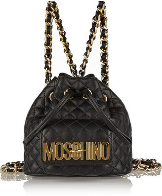 Moschino Quilted Mini Leather Backpack - Black