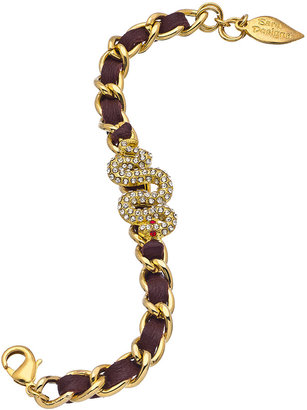 Swarovski Sara Designs Gold Snake and Leather Bracelet