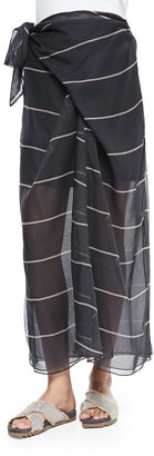Brunello Cucinelli Striped Silk Sarong Skirt