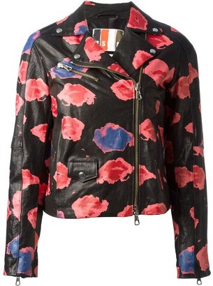 MSGM floral printed biker jacket