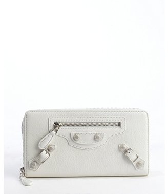 Balenciaga white leather 'Giant Money' zip and buckle detail continental wallet