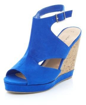 New Look Blue Cut Out High Vamp Cork Wedges